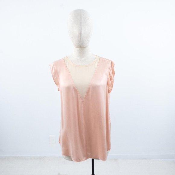 Rebecca Taylor Pink Top M Silk Sheer Illusion Ballerina Blouse AS-IS - Picture 8 of 8
